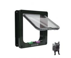 Ducomi Gattaiola per Gatti e Cani da Muro - Porta Basculante con 4 Vie Entrata e Uscita Controllata e Chiusura Magnetica - Facile Installazione su Muri, Porte e Finestre in Legno e PVC (Black, L)