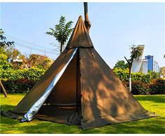 Latourreg Outdoor Portatile Impermeabile 3M Campeggio Piramide Teepee Tenda Pentagonale Adulto Tipi Tenda con Foro Stufa, Marrone