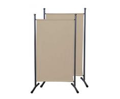 QUICK STAR 2 Pezzi Paravento da Giardino 180 x 78 cm Divisorio in Tessuto Balcone Protezione della Privacy Beige