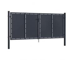 Festnight Cancello per Giardino in Ferro, Cancello per Recinzione in Acciaio Antracite 300x125 cm