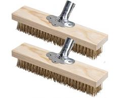 Scopa Metallica ​per Giardino 2 Pezzi scopa per esterni con ingresso per manico in legno ​forno pizza attrezzi scopa rigida pavimenti per Rimuovere Muschio da Giardino, Macchie Ostinate - 30cm