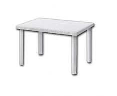 DIMAPLAST Tavolo Rettangolare 80X120 CM con Inserti in Rattan Bianco MOD. Rodolfo ARREDO Giardino Bar Ristorante 004678