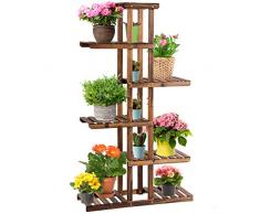 Giantex Scaffale Portapiante, Portafiori a 6 Ripiani a Scala in Legno, Design Robusto Elegante per Giardino/Soggiorno/Balcone/Cortile,(75x25x140,5 cm)