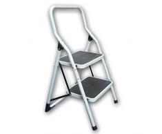 Scala sgabello in metallo gradini antiscivolo portata 150kg scaletta casa box (2 gradini)