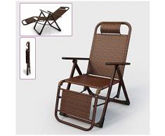 Rattan gravità Zero Sedia, Outdoor Regolabile Pieghevole Lounge Chair con bracciolo, Heavy Duty Vimini Chaise Pieghevole reclinabile for Piscina, Patio, Spiaggia, Cortile, Brown