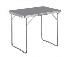 WOLTU Tavolo Campeggio Pieghevole Tavolo da Balcone in MDF e Alluminio con Maniglia di Trasporto Tavolo da Esterno per Picnic, Giardino, Spiaggia, Mercato, Leggero 70x50x60cm, Grigio CPT8135gr