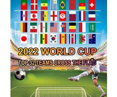 Mondiali di Calcio 2022 32 Paesi Bandiere,2022 Calcio Decorazione Bandiera,Bandiere della Coppa Europea,Bandierine internazionali decorative,per Bandierine da Calcio, Giardino, Bar, Decorazioni,10M