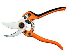 Fiskars Forbici da potatura professionali con lame bypass per rami freschi, Lame in acciaio di qualità, Lunghezza: 21 cm, Nero/Arancione, PB-8 L, 1020203