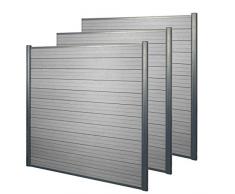 Mendler Frangivento 3X Pannelli Privacy Sarthe WPC Alluminio Premium 560cm Grigio