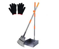 PETTOM Paletta per Cani Pooper Scooper Raccogli Feci Paletta Rastrello in Metallo con Manico Regolabile in Altezza Rastrelliere Paletta Raccogli Raccogliere la Cacca Raccoglitore Escrementi per Cani