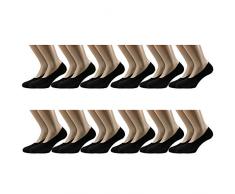 Fontana Calze, 12 paia di calzini invisibili salvapiede sanitari in cotone Filo di Scozia elasticizzato. NERO tg 35/38