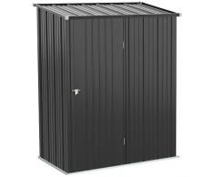 Outsunny Casetta da Giardino Porta Utensili in Lamiera Acciaio, Capanno per Attrezzi con Serratura, 161.5x94.5x196cm, Nero