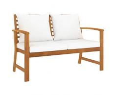 Tidyard Panca Panchina da Giardino a 2 Posti in Legno Massello di Acacia con Cuscini 120x60,5x81 cm,Panca con Braccioli,Panca da Esterno in Legno,Panca Legno,Divanetto da Giardino per Esterno Legno