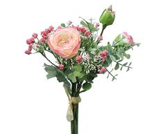 MISNODE Fiori artificiali di loto Gypsophila raggruppati rami, simulazione peonia fiori bouquet di eucalipto, fiori di seta finti gambo cespuglio, rosa