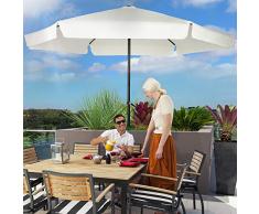 Ombrellone da Giardino Palo Centrale - con Bordo e Manovella, Protezione UV 30+, Poliestere, Dimensione (Ø 2,5/3/3,5 m) e Colore a Scelta - Ombrellone Esagonale da Spiaggia, Terrazzo (Ø 2,5 m, Beige)