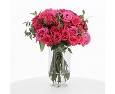 KENTIS - Bouquet di 36 Rose Fucsia a Stelo Lungo 50 cm - Mazzo di Fiori Freschi a Domicilio in Italia - Rose Vere Regalo