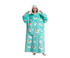 LATH.PIN Felpa Coperta con Cappuccio Unisex Coperta Indossabile da Divano Wearable Blanket Sweatershirt Plaid Caldo con Maniche Tasca Oversize Taglie Forti