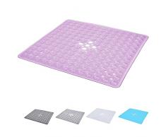 TranquilBeauty Tappetino da doccia quadrato | antiscivolo, antimuffa e lavabile in lavatrice con quadrante, tappetino da bagno per cabina doccia | antiscivolo a ventosa ideale (Viola, Quadrato)