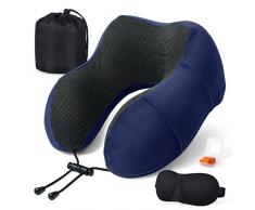 SOMLAW Cuscino da Viaggio Cervicale Comfort Cuscino Memory Foam Poggiatesta Cuscino Cervicale da Viaggio per Auto, Viaggio con Maschera per gli Occhi e Tappi per le Orecchie, Borsa da Viaggio