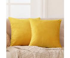 Deconovo Set di 2 Fodera Cuscino Divano con Cerniera Invisibile per Casa in Velluto a Coste 50x50cm Giallo Deconovo Set di 2 Fodera Cuscino Divano con Cerniera Invisibile per Casa in Velluto a Coste 50x50cm Giallo