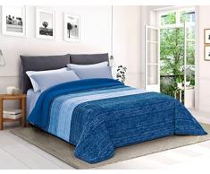 Tata Home Trapunta Coperta Piumone Invernale Caldissimo imbottito 570 gr/mq in Pile Vellutato 3D e Agnellato Sherpa Letto Matrimoniale 2 Piazze 260x260 cm Made in Italy Colore Blu Azzurro