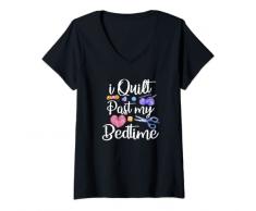 Donna Ho trapunta passato la mia buonanotte divertente uncinetto lavoro a maglia amante Maglietta con Collo a V