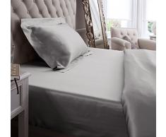 Jasmine Silk 100% di gelso 19MM Charmeuse seta lenzuolo (grigio) - SINGOLI 90 centimetri x 190 cm + 26 centimetri