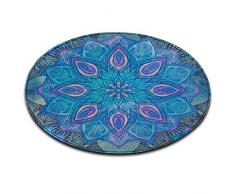 India buddismo Boemia viola blu_Moderno Antiscivolo Lavabile in lavatrice Tappeto rotondo Soggiorno Camera da letto Bagno Cucina Morbido Tappeto Tappeto Oggettistica per la casa,100x100 CM