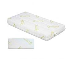 EVERGREENWEB - Materasso Lettino o Culla 100% LATTICE 60x125 per Bambini h 12 cm con Cuscino ANTISOFFOCO su misura GRATIS, Rivestimento Sfoderabile Tessuto in Fibra di BAMBOO Anallergico Lavabile OLAF