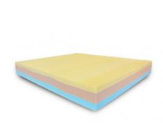 Baldiflex Materasso Singolo Memory Foam 3 strati Arcobaleno Deluxe - 80x190 alto 22cm, 6 cm in Memory Foam e 15 cm in Waterfoam, Rivestimento in Aloe Vera, Anallergico ed Antiacaro ideale per letto singolo. Cuscino incluso Saponetta riv. Aloe Vera
