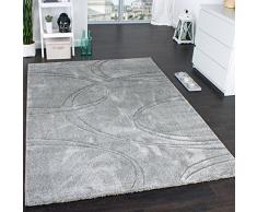Tappeto Monocromatico Di Design Con Bordi Lavorati A Mano Color Crema Grigio, Dimensione:60x110 cm