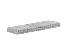 vidaXL Cuscino per Pallet e Pavimento Imbottitura Protezione Tappetino Pavimentazioni Cuscinetto Accessori per Divani in Cotone 120x40x7 cm Grigio