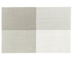 Set da Tavola elegante e durevole - 4 Tovagliette Americane 45 x 30 cm in Plastica Intrecciata (grigio-bianco)