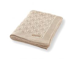 mimixiong Coperta per bambini lavorata a maglia in cotone 100% per, 100 x 80 cm(Beige)
