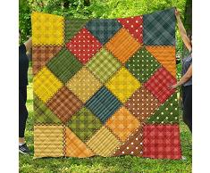 FANSU 3D Copriletto Trapuntato Matrimoniale Singolo Elegante Coperta Trapunta Primaverile Estivo Antipolveri Copri Letto per Camera da Letto per Bambini Adulti (Patchwork di Colori,226x280cm)