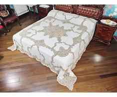 Pizzo Cantù, RICATEX Elegante copriletto, tovaglia, lenzuolo con fodere per cuscini in 3 set, design in 100% Lino e Pizzo Cantu, Italiano classico per la