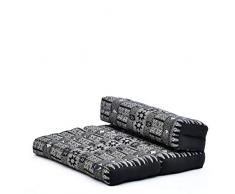 LEEWADEE Cuscino da Meditazione: Seduta Pieghevole per Yoga, Cuscino per meditare, attrezzo da Pavimento in kapok Naturale Fatto a Mano, 50 x 70 cm, Nero