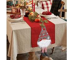 SOMYTING Runner da Tavola Natalizio 3D 180 cm Babbo Natale Motivo Natalizio per Decorazioni da Tavolo per Feste di Natale Runner da Tavola in Tessuto (Rosso)