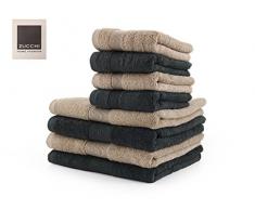 Zucchi Set Asciugamano 8 Pezzi Home Fashion VAR. Asfalto e Corda + tavoletta Profumo Biancheria per armadi by biancocasa