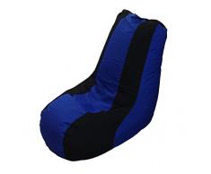 POLTRONA SACCO CON SCHIENALE PUFF PUF INTERNO IN POLISTIROLO INCLUSO Per interni ed esterni (Nero-Blu)