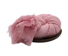 Coperta per Neonato Puntelli Fotografici,Neonata Fotografia Prop Stretch Wrap,Coperta a Maglia di Cotone Photo Props Wraps Morbida,Newborn Fotografia Puntelli,200 x 90 CM,Rosa