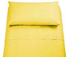 DEMONA SPEDIZIONE GRATUITA SET COMPLETI DI LENZUOLA 100% COTONE SINGOLO TINTA UNITA VARI COLORI SOTTOSOPRA + FEDERA OFFERTA (GIALLO)