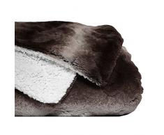 Mello Coperta per divano, misura grande, 230 x 270 cm, effetto pelle di montone, reversibile, morbida coperta in pile per divano o letto, lavabile, colore: marrone scuro