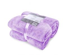 DecoKing Mic Coperta in Pile 150x200 cm Super Soffice e Morbida Calda e Leggera Plaid Tinta Unita Lilla Viola Chiaro