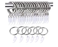 30 Pezzi Anelli a Tendina in Metallo, Appendere Argento 30 mm Diametro, Anelli tende in metallo argento, per Tende e Bastoni