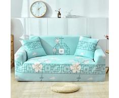 Stillshine Copridivano Elasticizzato Fantasia, Tessuto in Elasticizzato Stampa 1/2/ 3/4 Posti Nordico Poliestere Anti Acaro/Rughe/Polvere Fodera Divano Lavabile (2 Posti,Azzurro)