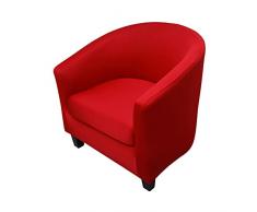 Highdi 2 Pezzi Copripoltrona 1 Posto Chesterfield Elasticizzato, Poltrona Club da Cocktail Antiscivolo Rimovibile Tub Chair Copripoltrona per Camera da Letto Bar (tinta unita - rosso)
