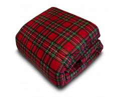 TRAPUNTA invernale 2 piazze matrimoniale Antica Tessitura Tartan scozzese rosso