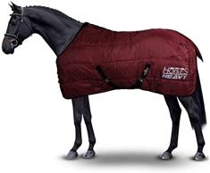 Horses, Coperta Invernale “Heavy” per Cavallo, Imbottita, Morbida e Comoda, ideale per Box, Resistente, Bordi Rinforzati in Nylon (Bordeaux, 155 cm)
