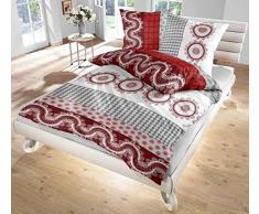 IDO Dobnig biancheria da letto 2tlg. Rosso e Bianco Grigio Cerchi/ornamenti 100991 – 409 copripiumino 80 x 80 cm/135 x 200 cm